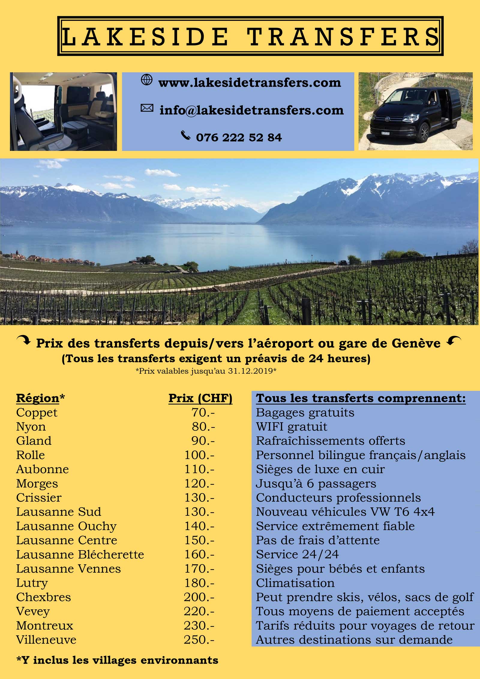 Lakeside Transfers - Description des services